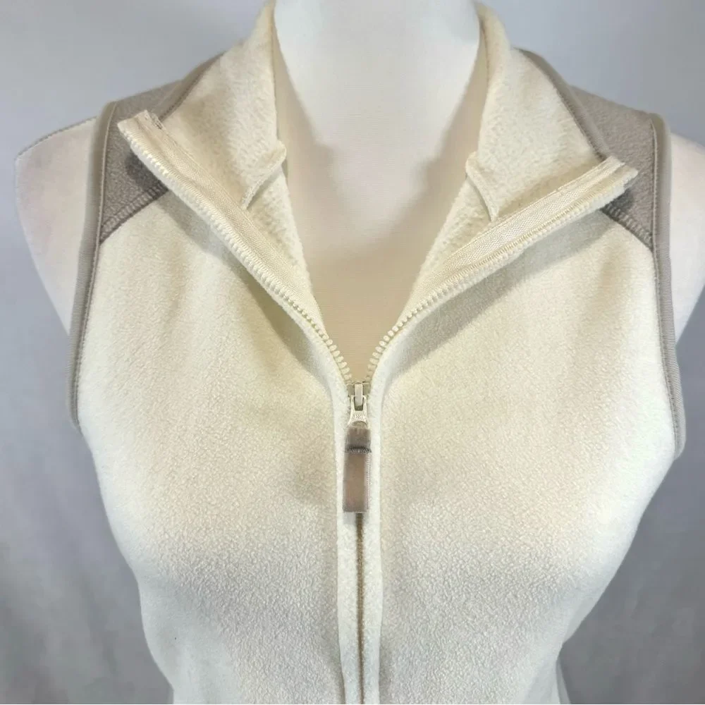 Old navy white and tan fuzzy vest size small